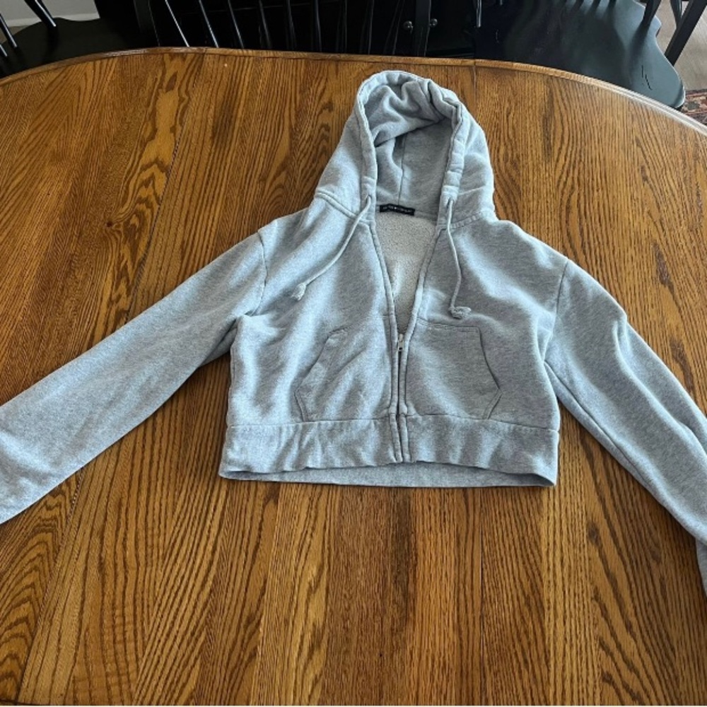 Brandy Melville cropped gray zip up